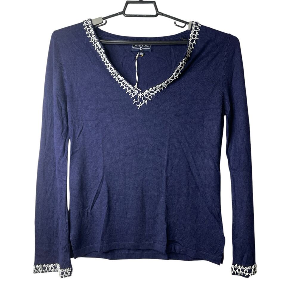 Duffield Lane Briggs Beaded Sweater Top Lightweight Small New